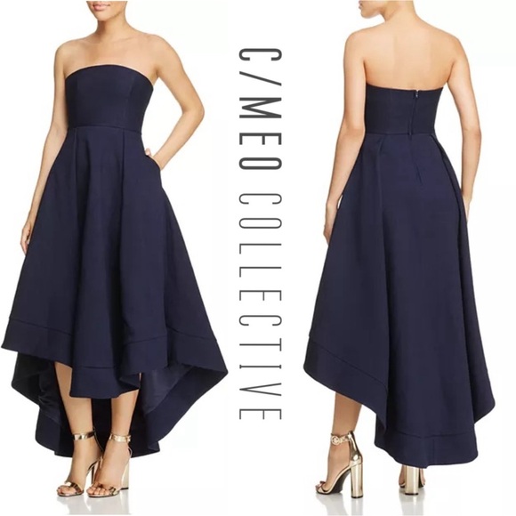 C/MEO Collective Navy Blue Ball Gown Gala Prom Homecoming Wedding Maxi Dress L - Picture 1 of 11